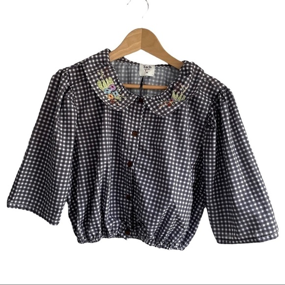 New!‎ Tach Vivi Gingham Crop Top - Picture 1 of 7